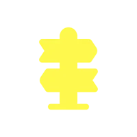 a yellow road sign on a black background