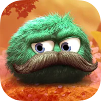 a green monster with a mustache and eyes