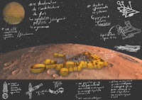 a drawing of a spacecraft on the surface of mars