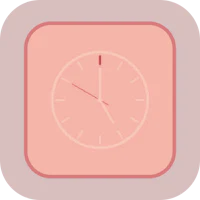a clock icon on a pink background
