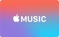 the apple music logo on a colorful background