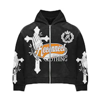 a black hoodie with a cross on it