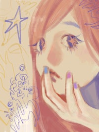 a drawing of a girl with red hair