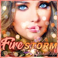 the cover of fire storm featuring a woman with blue eyes