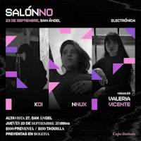 a poster for salonio with two women and a black background