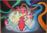 a drawing of a group of people in a circle