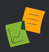 two yellow and green sticky notes on a black background