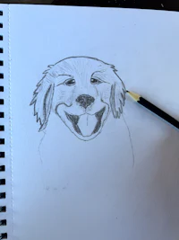 a drawing of a dog with a pencil