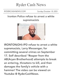 ryder cash news - iron police refuse to arrest white supremacists