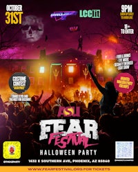 a flyer for the fear festival halloween party