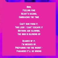 an image of a girl in a purple dress with the words high feeling one