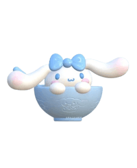 a blue bunny sitting in a bowl