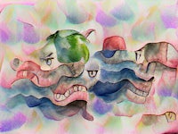 a watercolor painting of an apple