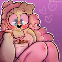 a cartoon of a pink bunny holding a heart