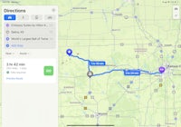 a screen shot of a google map showing a route