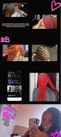 a picture of a woman with braids on her head