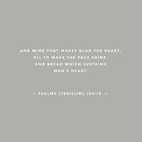 a quote from psalm elijah that says wine that makes the heart glad, oil to make the face,