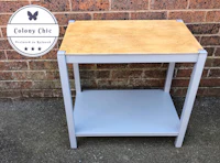 a side table with the words galaxy chic on it