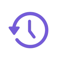 a purple clock icon on a black background