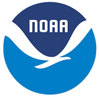 the noaa logo in blue and white