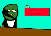 a cartoon image of a man in a tuxedo sitting at a table