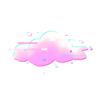 a pink cloud with pixelated lines on a black background