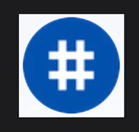a blue circle with a white hash symbol on it