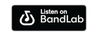 a black and white logo with the words listen on bandlab