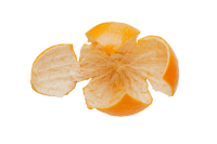 a piece of orange on a black background