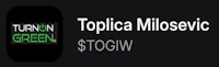 a black background with the words topica milosevic green