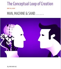 the conceptual loop of creation man, machine and sand