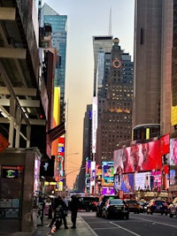 times square at dusk