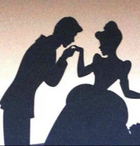 silhouette of cinderella and prince
