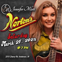 a poster for norton's with a woman playing an acoustic guitar