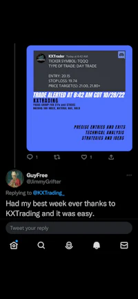 a screenshot of a twitter account with a message on it