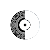 a black and white cd on a black background