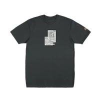 a black t - shirt with an image of a building on it