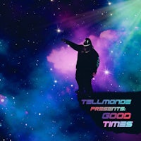 a man is standing on top of a cliff with the words'tellmone presents good times'