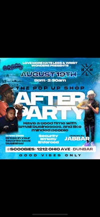 the flyer for the after up party