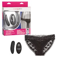 a package with a black pantyhose and a black lace panty