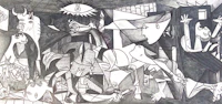 a black and white drawing of a group of people