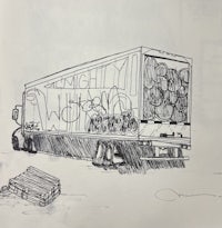 a drawing of a truck with boxes on it