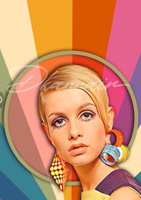 an image of a woman with colorful earrings in front of a colorful background