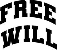 the word free will on a black background