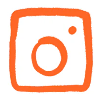 an orange instagram icon with a white background
