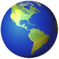 a blue globe is shown on a white background