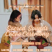 sacred sounds cacao ceremony flyer