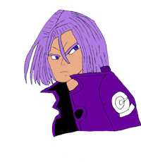 a drawing of a girl with purple hair