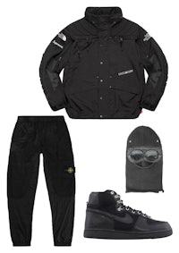 the stone island jacket, pants and sneakers