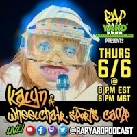 a poster for the rap yard podcast with a girl in a helmet